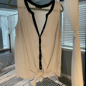 The Limited Polka Dot Tie Front Sleeveless Blouse